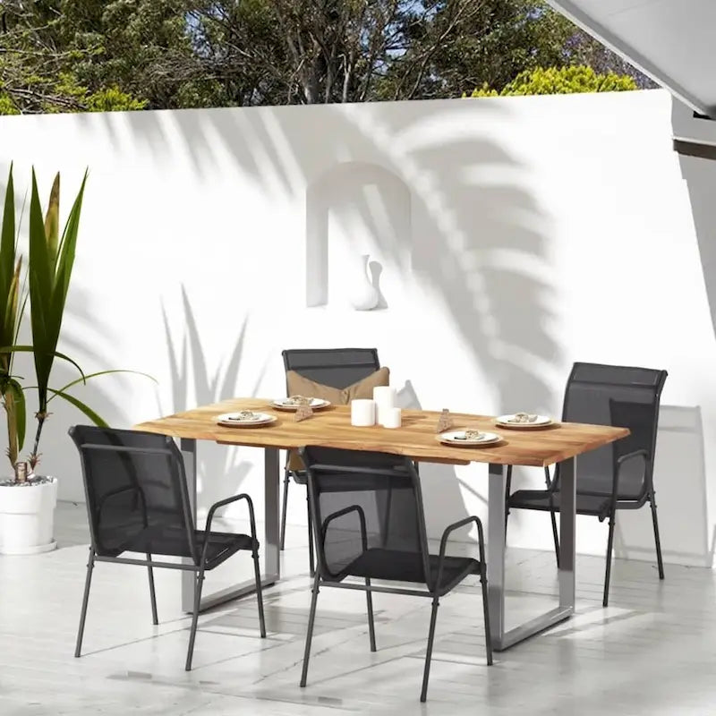 vidaXL Chaises de jardin empilables en acier et textilène noir