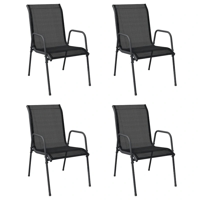 vidaXL Chaises de jardin empilables en acier et textilène noir