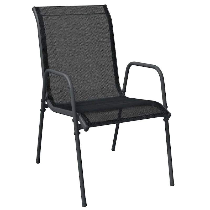 vidaXL Chaises de jardin empilables en acier et textilène noir
