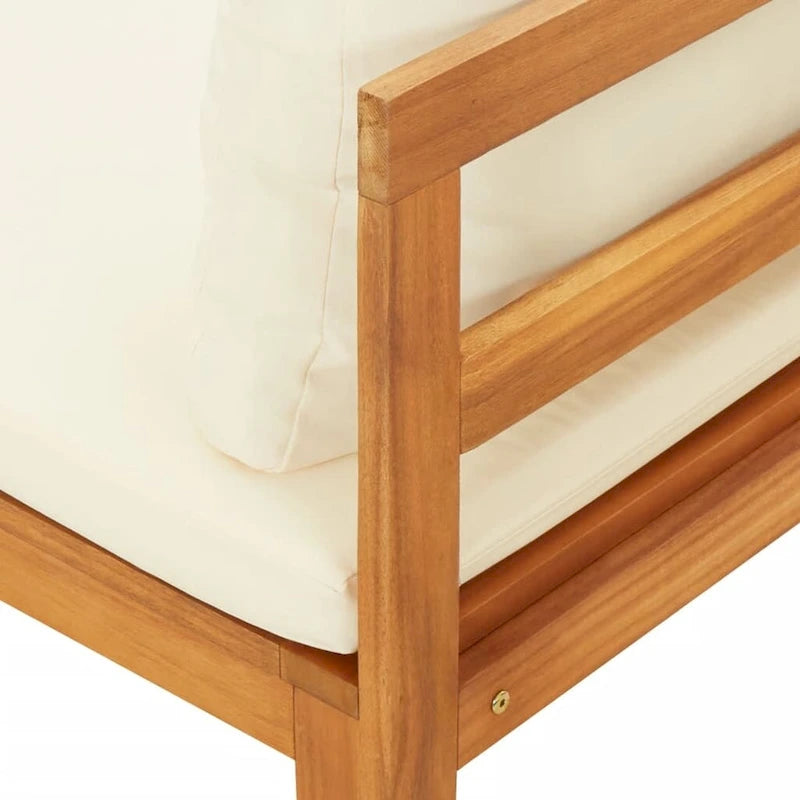 vidaXL Bain de soleil de jardin avec coussins, canapé modulaire, table basse, bois d'acacia massif