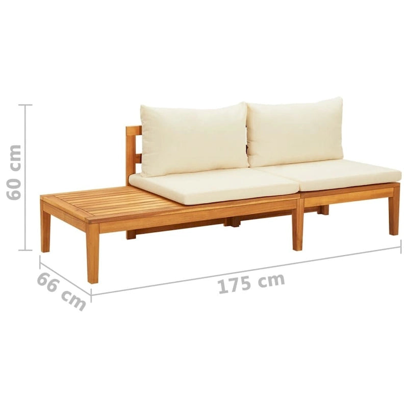 vidaXL Bain de soleil de jardin avec coussins, canapé modulaire, table basse, bois d'acacia massif