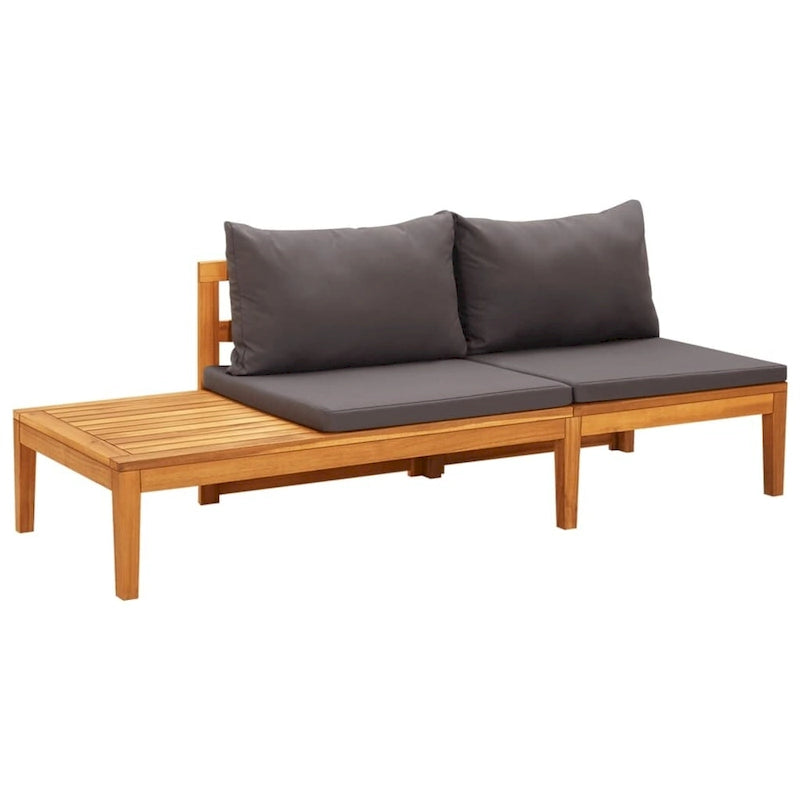 vidaXL Bain de soleil de jardin avec coussins, canapé modulaire, table basse, bois d'acacia massif