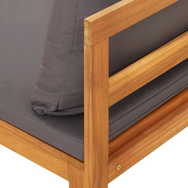 vidaXL Bain de soleil de jardin avec coussins, canapé modulaire, table basse, bois d'acacia massif