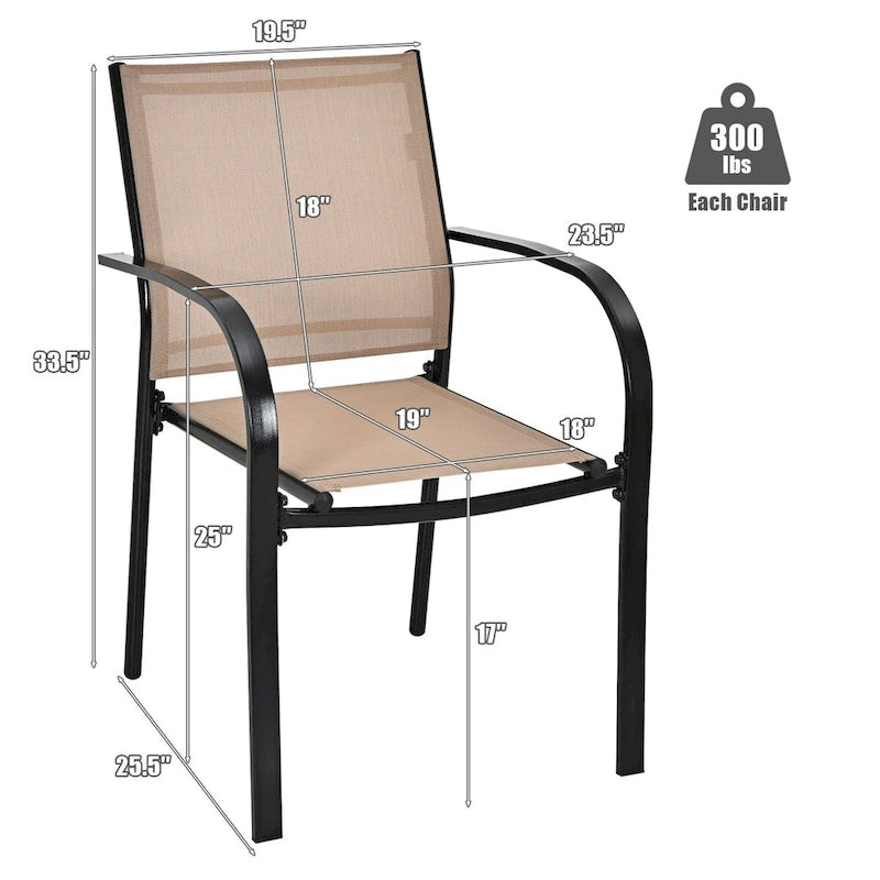 Gymax Lot de 4 chaises de salle à manger empilables avec cadre en acier et séchage rapide – Voir détails