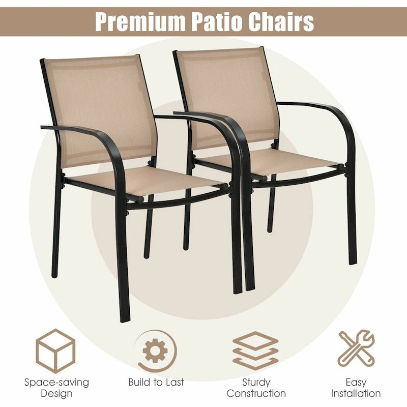 Gymax Lot de 4 chaises de salle à manger empilables avec cadre en acier et séchage rapide – Voir détails