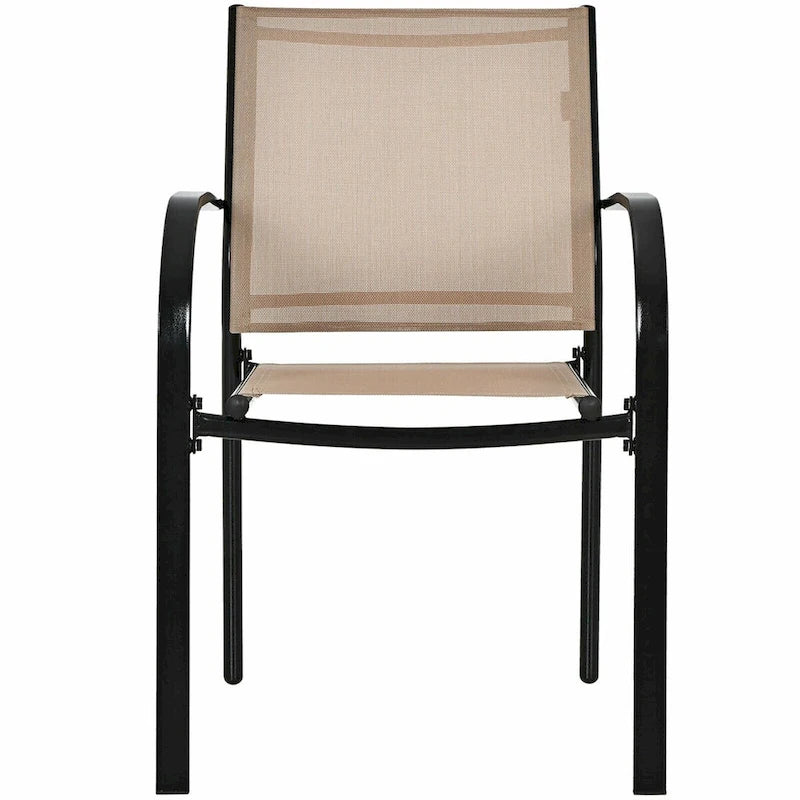 Gymax Lot de 4 chaises de salle à manger empilables avec cadre en acier et séchage rapide – Voir détails
