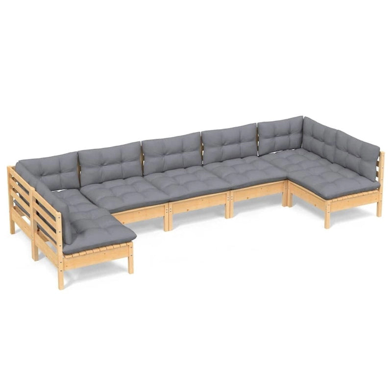 vidaXL Ensemble de salon de jardin 7 pièces en pin massif avec coussins de plusieurs couleurs - 25 x 25 x 24.6