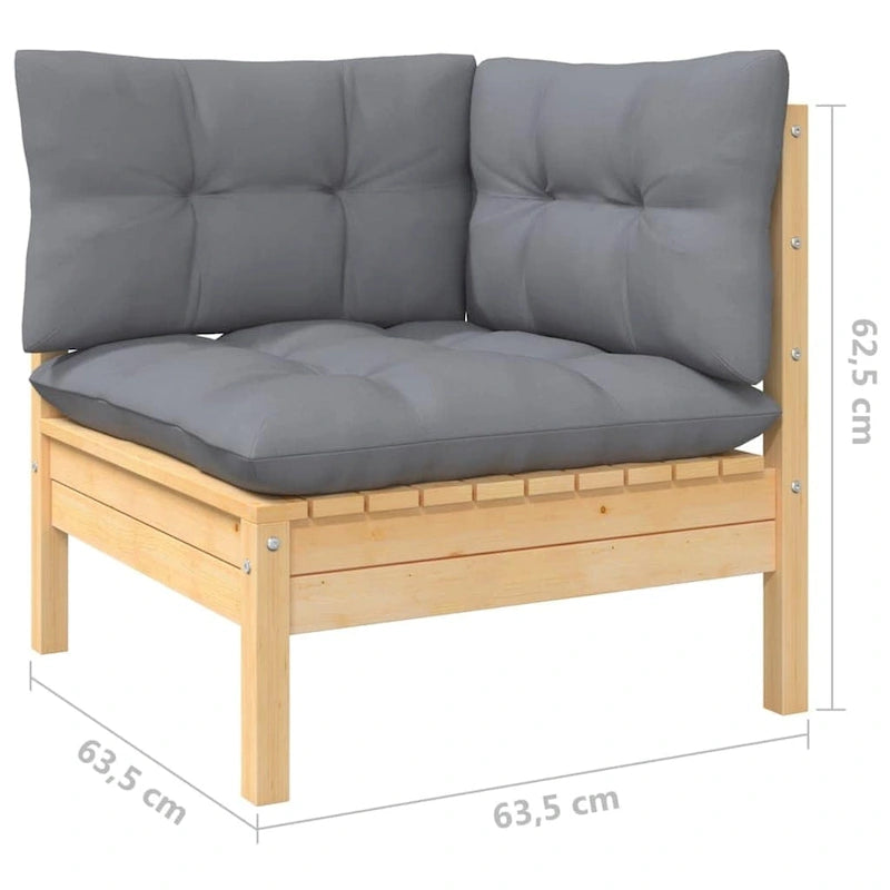 vidaXL Ensemble de salon de jardin 7 pièces en pin massif avec coussins de plusieurs couleurs - 25 x 25 x 24.6