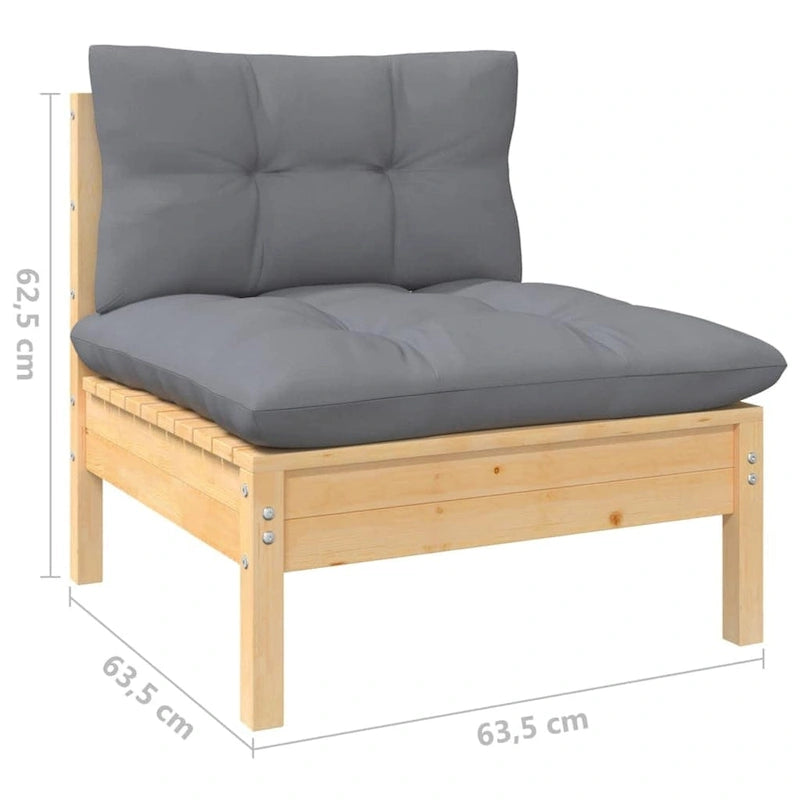 vidaXL Ensemble de salon de jardin 7 pièces en pin massif avec coussins de plusieurs couleurs - 25 x 25 x 24.6