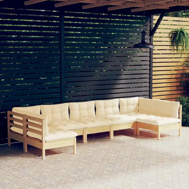 vidaXL Ensemble de salon de jardin 7 pièces en pin massif avec coussins de plusieurs couleurs - 25 x 25 x 24.6