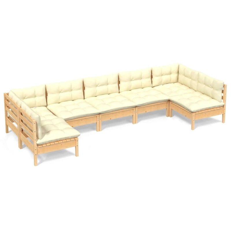 vidaXL Ensemble de salon de jardin 7 pièces en pin massif avec coussins de plusieurs couleurs - 25 x 25 x 24.6