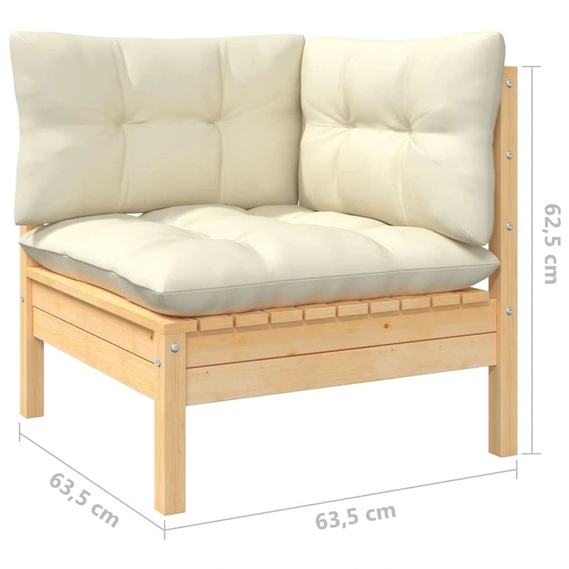 vidaXL Ensemble de salon de jardin 7 pièces en pin massif avec coussins de plusieurs couleurs - 25 x 25 x 24.6