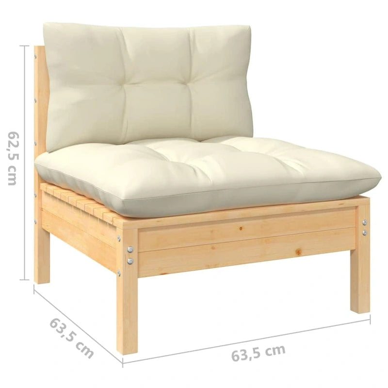 vidaXL Ensemble de salon de jardin 7 pièces en pin massif avec coussins de plusieurs couleurs - 25 x 25 x 24.6