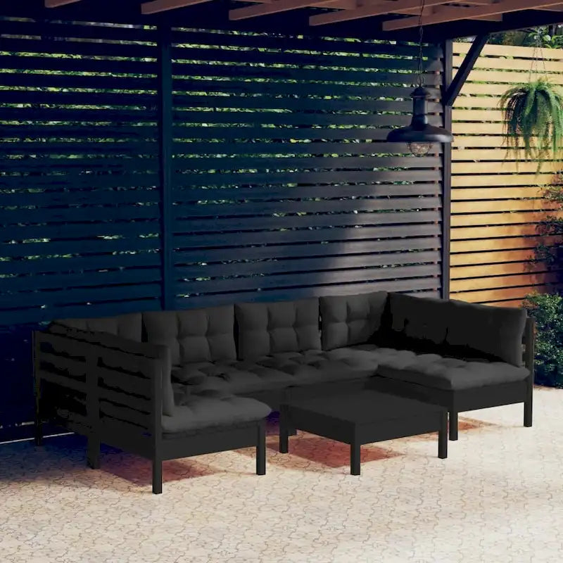 vidaXL Ensemble de salon de jardin 7 pièces en pin massif avec coussins de plusieurs couleurs - 25 x 25 x 24.6