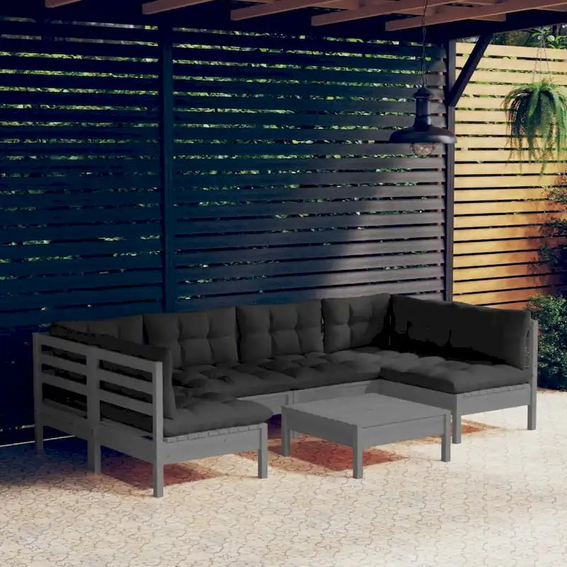 vidaXL Ensemble de salon de jardin 7 pièces en pin massif avec coussins de plusieurs couleurs - 25 x 25 x 24.6