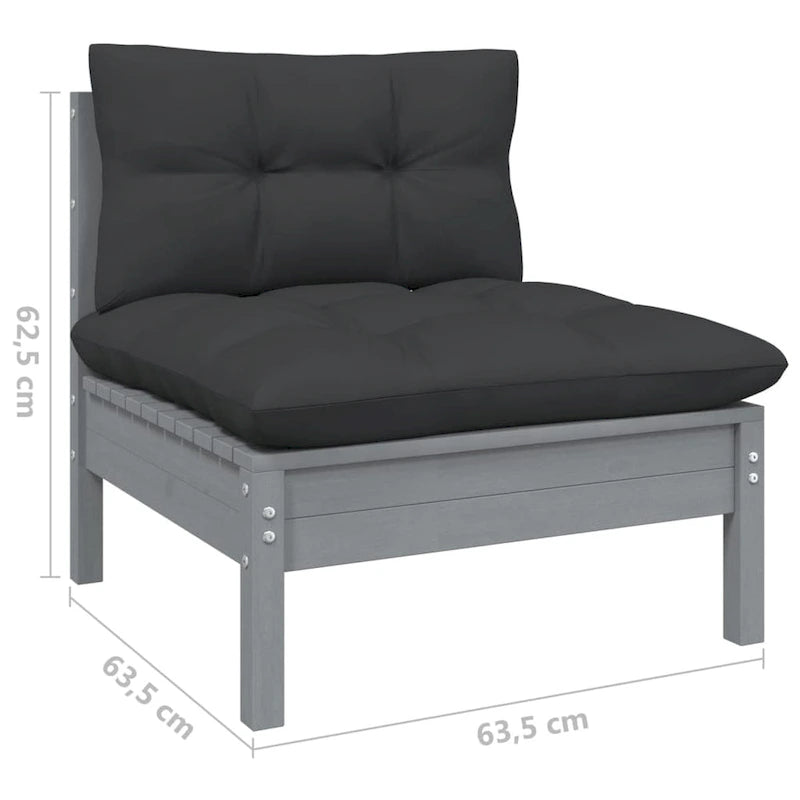 vidaXL Ensemble de salon de jardin 7 pièces en pin massif avec coussins de plusieurs couleurs - 25 x 25 x 24.6