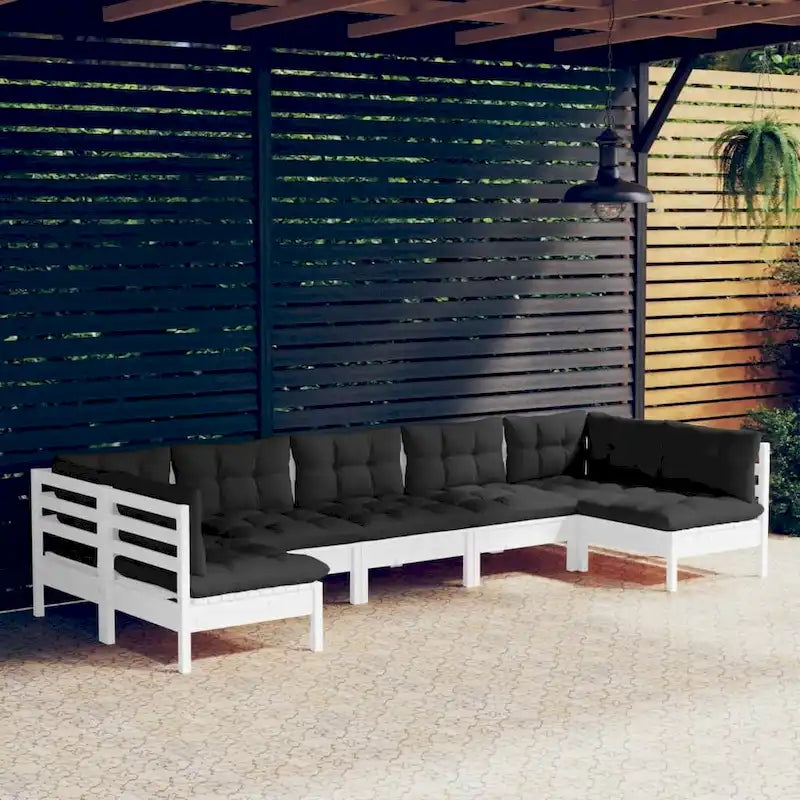 vidaXL Ensemble de salon de jardin 7 pièces en pin massif avec coussins de plusieurs couleurs - 25 x 25 x 24.6