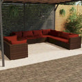 vidaXL Salon de jardin avec coussins en résine tressée marron - 70 x 70 x 61 cm - 70 x 70 x 61 cm