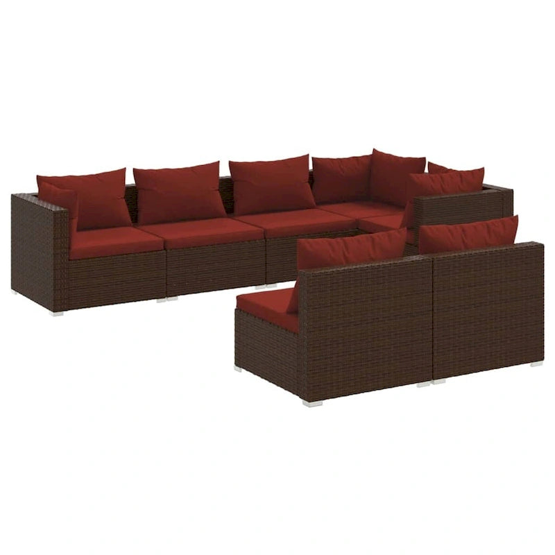 vidaXL Salon de jardin avec coussins en résine tressée marron - 70 x 70 x 61 cm - 70 x 70 x 61 cm