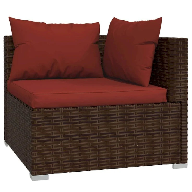 vidaXL Salon de jardin avec coussins en résine tressée marron - 70 x 70 x 61 cm - 70 x 70 x 61 cm