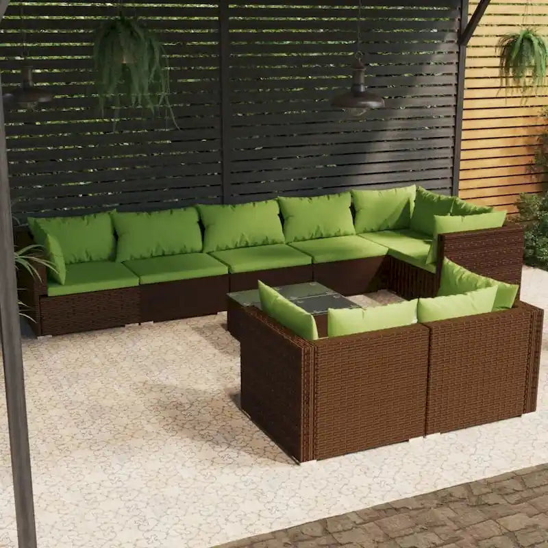 vidaXL Salon de jardin avec coussins en résine tressée marron - 70 x 70 x 61 cm - 70 x 70 x 61 cm