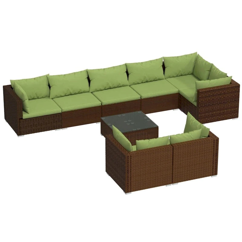 vidaXL Salon de jardin avec coussins en résine tressée marron - 70 x 70 x 61 cm - 70 x 70 x 61 cm