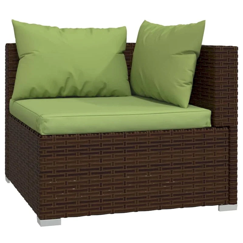 vidaXL Salon de jardin avec coussins en résine tressée marron - 70 x 70 x 61 cm - 70 x 70 x 61 cm