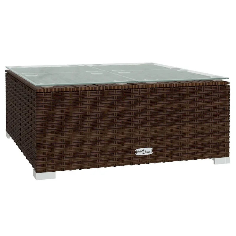 vidaXL Salon de jardin avec coussins en résine tressée marron - 70 x 70 x 61 cm - 70 x 70 x 61 cm