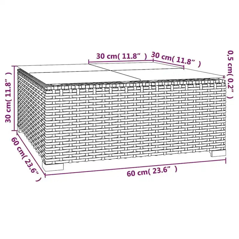 vidaXL Salon de jardin avec coussins en résine tressée marron - 70 x 70 x 61 cm - 70 x 70 x 61 cm