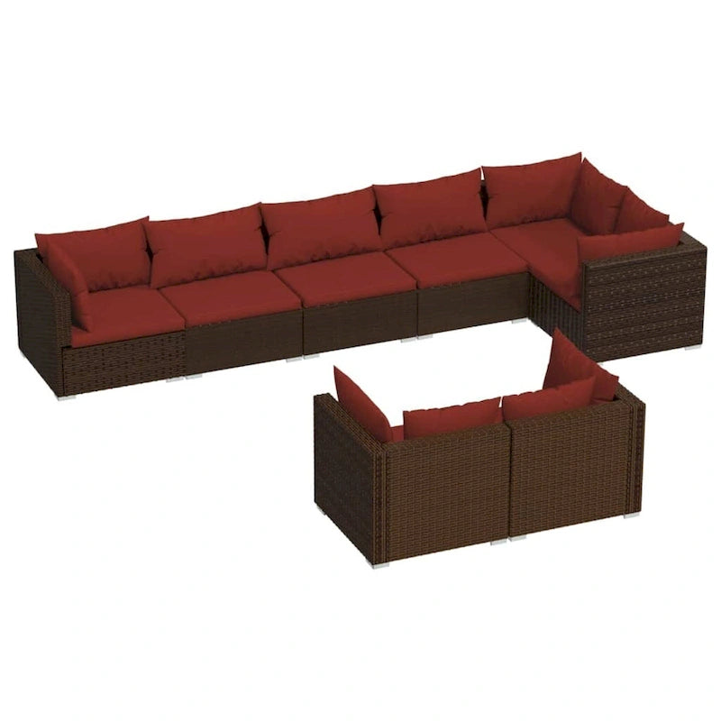 vidaXL Salon de jardin avec coussins en résine tressée marron - 70 x 70 x 61 cm - 70 x 70 x 61 cm