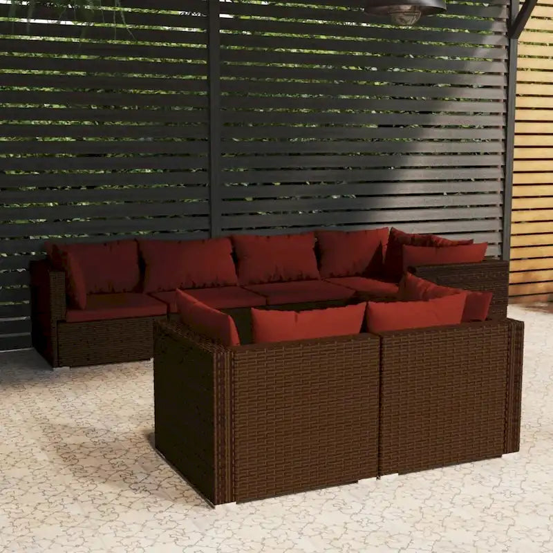 vidaXL Salon de jardin avec coussins en résine tressée marron - 70 x 70 x 61 cm - 70 x 70 x 61 cm