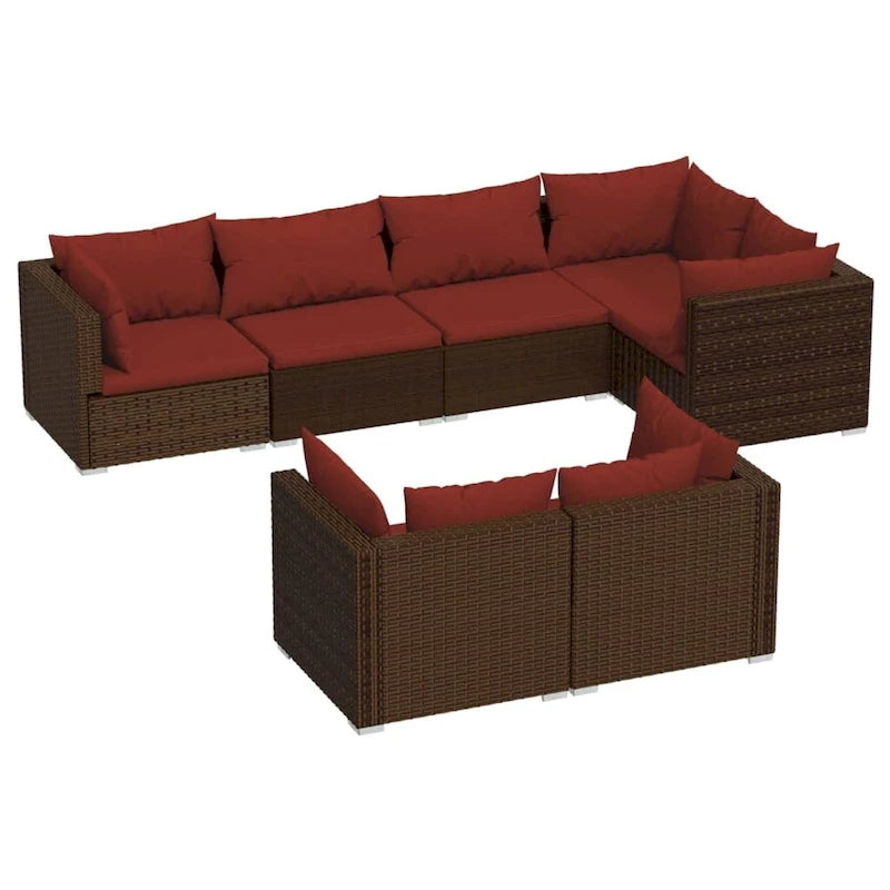 vidaXL Salon de jardin avec coussins en résine tressée marron - 70 x 70 x 61 cm - 70 x 70 x 61 cm