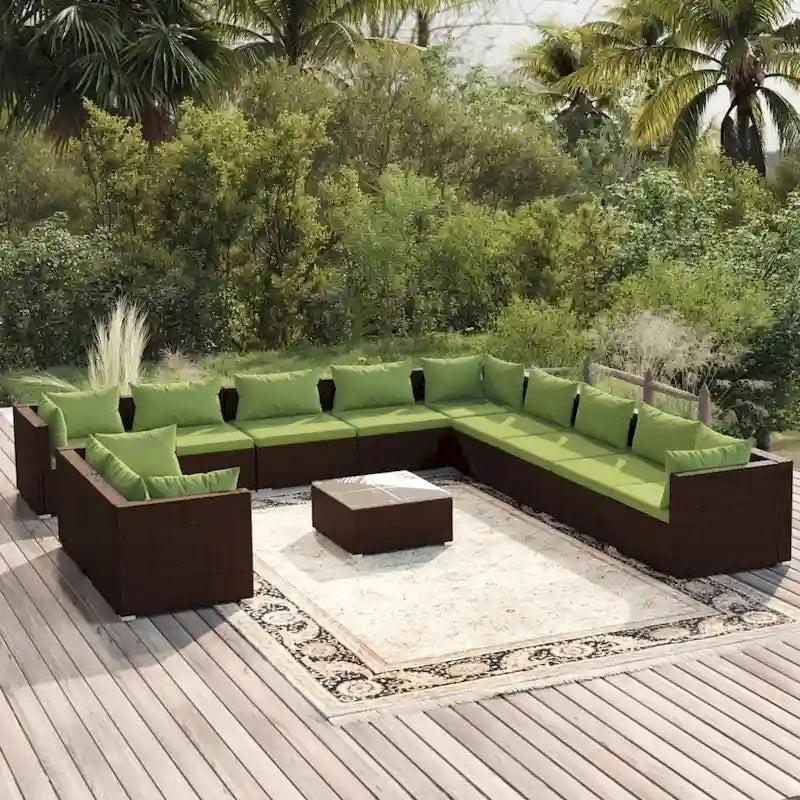 vidaXL Salon de jardin avec coussins en résine tressée marron - 70 x 70 x 61 cm - 70 x 70 x 61 cm