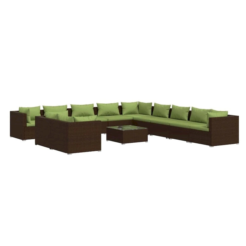 vidaXL Salon de jardin avec coussins en résine tressée marron - 70 x 70 x 61 cm - 70 x 70 x 61 cm