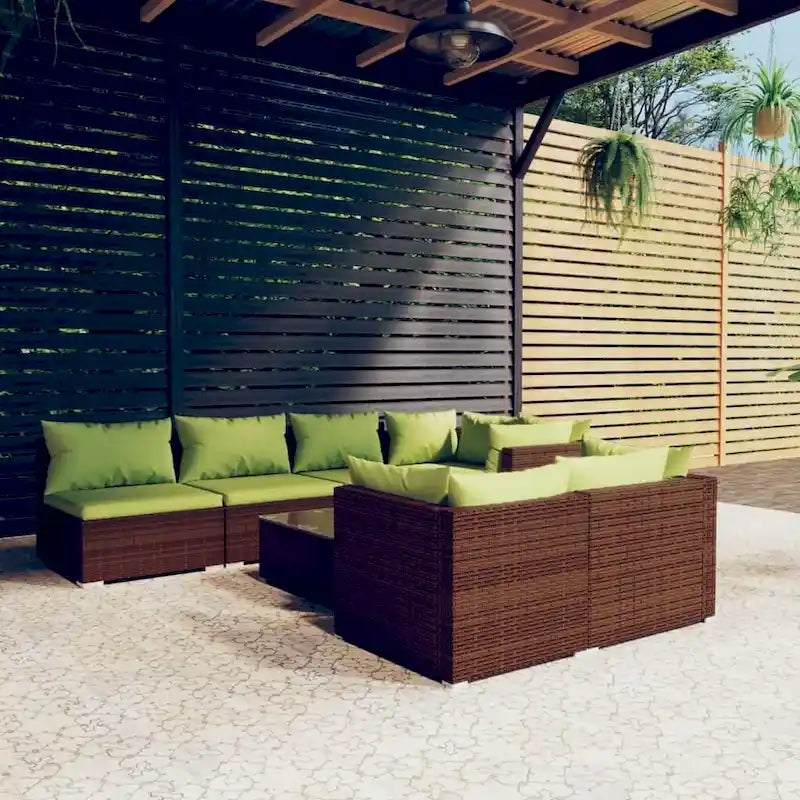 vidaXL Salon de jardin avec coussins en résine tressée marron - 70 x 70 x 61 cm - 70 x 70 x 61 cm