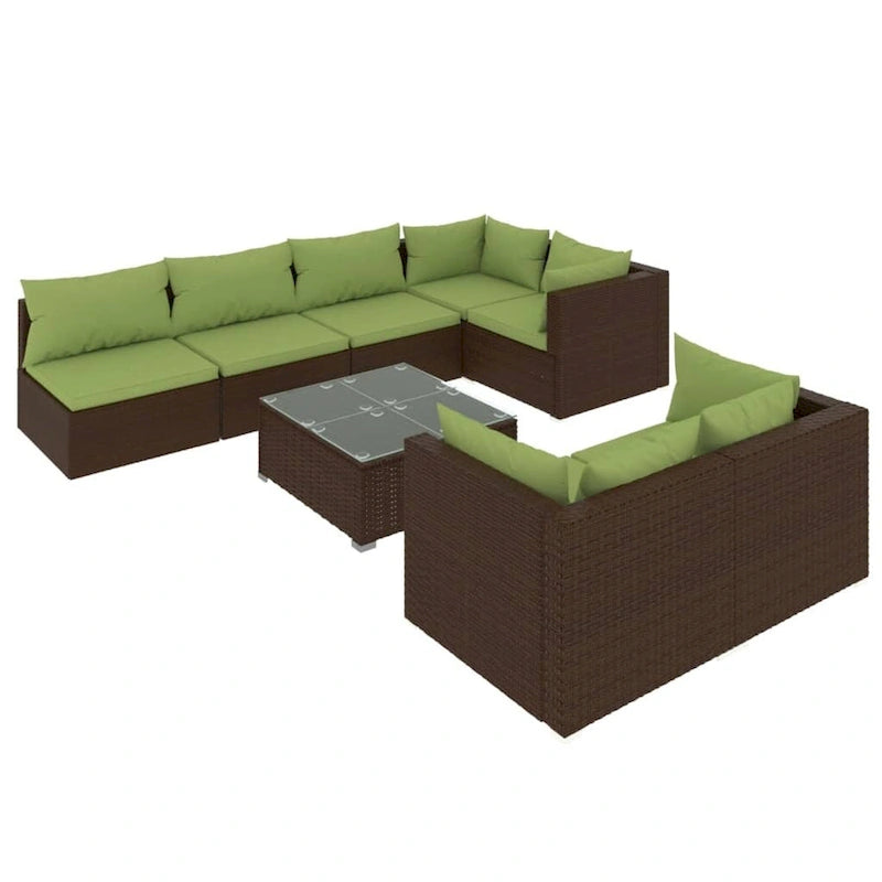 vidaXL Salon de jardin avec coussins en résine tressée marron - 70 x 70 x 61 cm - 70 x 70 x 61 cm