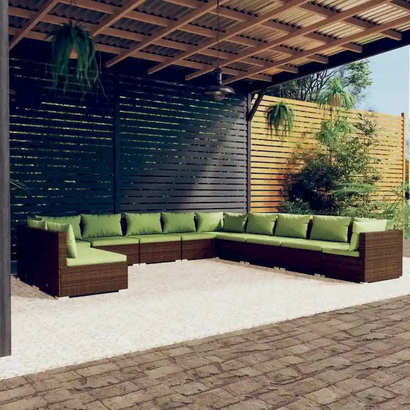 vidaXL Salon de jardin avec coussins en résine tressée marron - 70 x 70 x 61 cm - 70 x 70 x 61 cm
