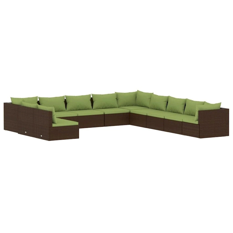 vidaXL Salon de jardin avec coussins en résine tressée marron - 70 x 70 x 61 cm - 70 x 70 x 61 cm