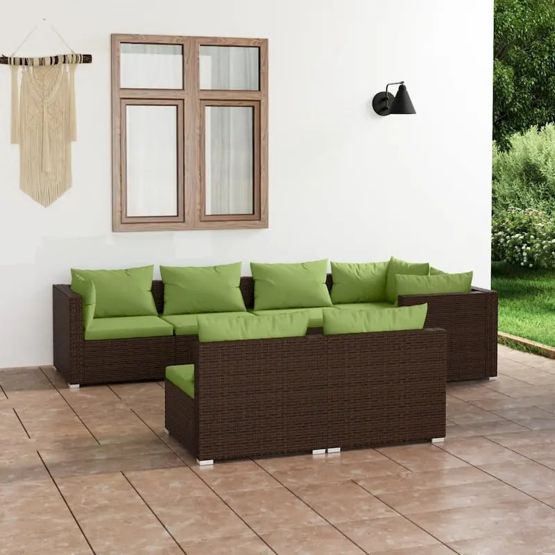 vidaXL Salon de jardin avec coussins en résine tressée marron - 70 x 70 x 61 cm - 70 x 70 x 61 cm