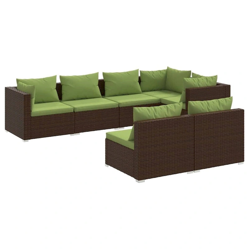 vidaXL Salon de jardin avec coussins en résine tressée marron - 70 x 70 x 61 cm - 70 x 70 x 61 cm
