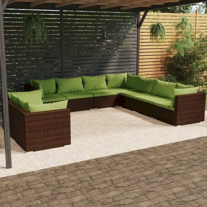 vidaXL Salon de jardin avec coussins en résine tressée marron - 70 x 70 x 61 cm - 70 x 70 x 61 cm