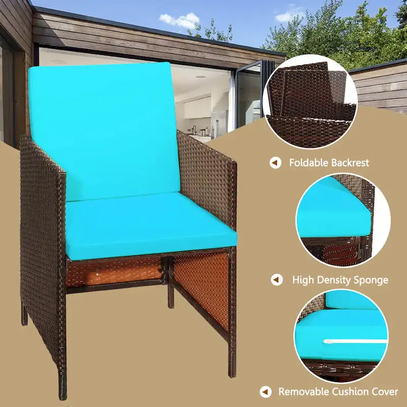 Gymax Ensemble de salle à manger 9 pièces en rotin en osier avec mobilier de jardin – Voir détails