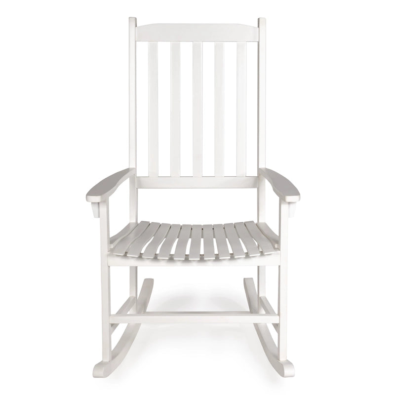 Chaise à bascule d'extérieur Parker Farmhouse Classic Slat-Back en bois d'acacia, supportant 158 kg, par JONATHAN Y