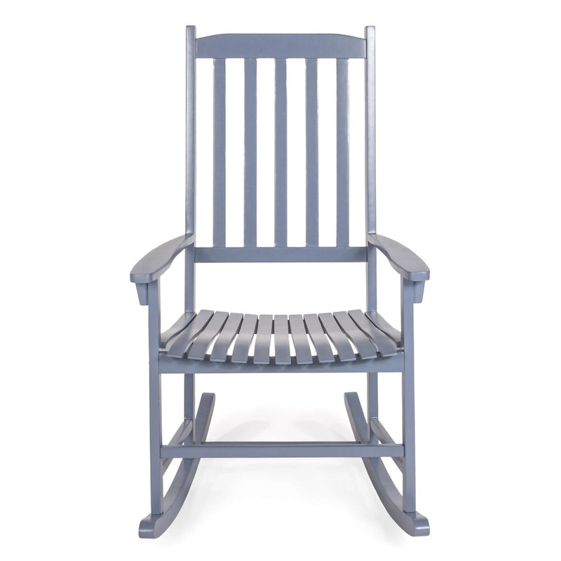 Chaise à bascule d'extérieur Parker Farmhouse Classic Slat-Back en bois d'acacia, supportant 158 kg, par JONATHAN Y