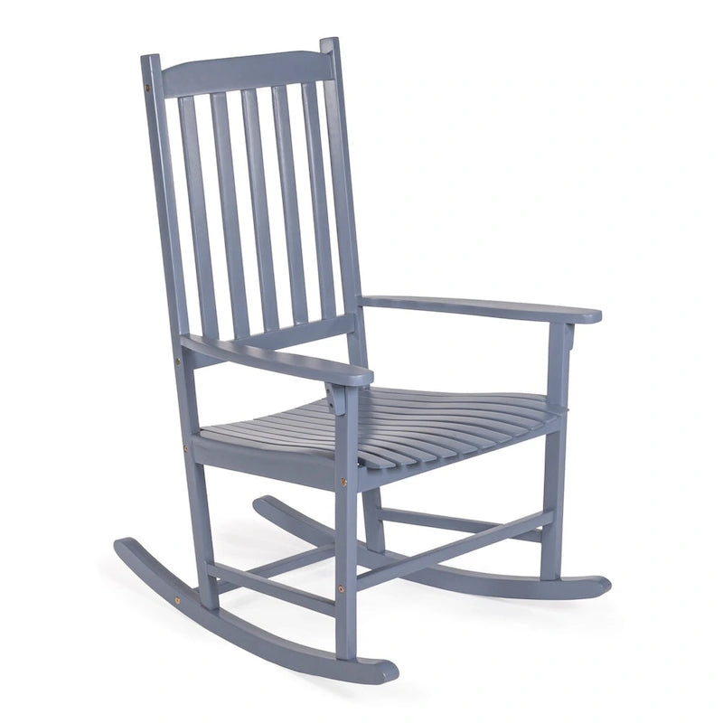 Chaise à bascule d'extérieur Parker Farmhouse Classic Slat-Back en bois d'acacia, supportant 158 kg, par JONATHAN Y