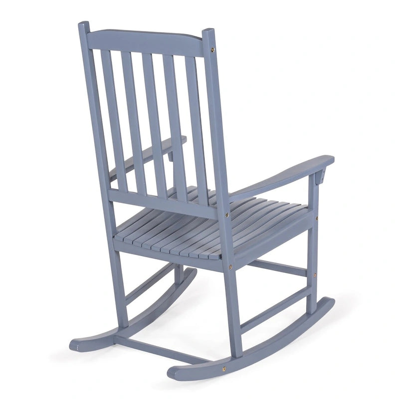 Chaise à bascule d'extérieur Parker Farmhouse Classic Slat-Back en bois d'acacia, supportant 158 kg, par JONATHAN Y