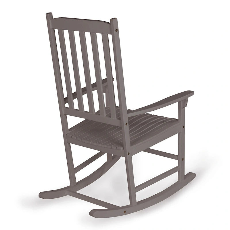 Chaise à bascule d'extérieur Parker Farmhouse Classic Slat-Back en bois d'acacia, supportant 158 kg, par JONATHAN Y