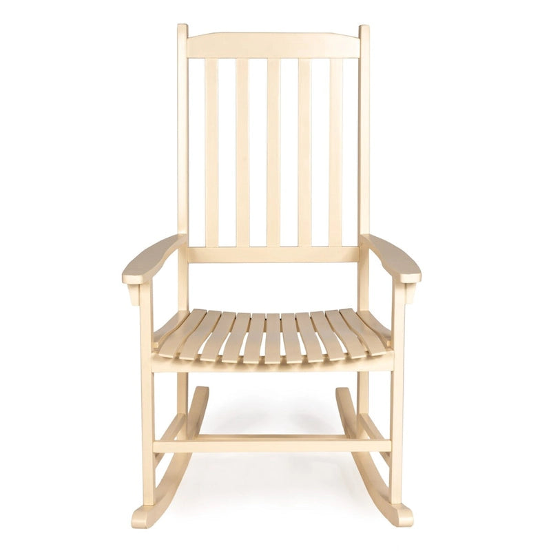 Chaise à bascule d'extérieur Parker Farmhouse Classic Slat-Back en bois d'acacia, supportant 158 kg, par JONATHAN Y