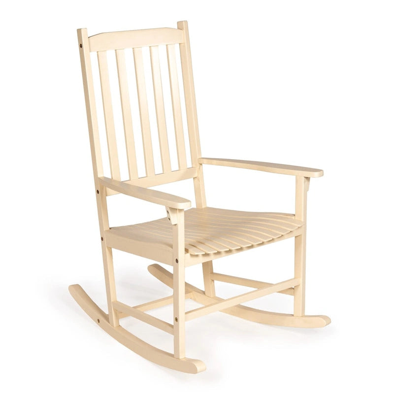 Chaise à bascule d'extérieur Parker Farmhouse Classic Slat-Back en bois d'acacia, supportant 158 kg, par JONATHAN Y