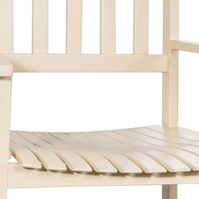 Chaise à bascule d'extérieur Parker Farmhouse Classic Slat-Back en bois d'acacia, supportant 158 kg, par JONATHAN Y